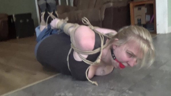Blondie MILF Rope Slut Vivica Lase Bondage Hogtied in the Kitchen